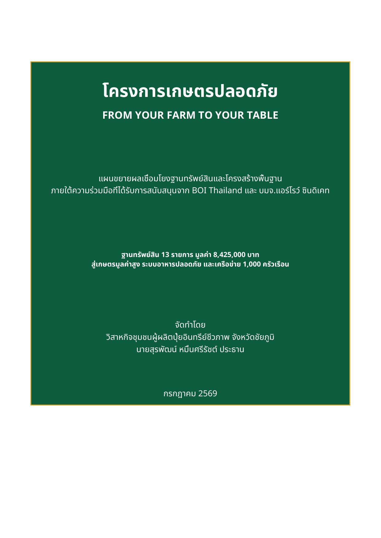 โครงการเกษตรปลอดภัย — จากฟาร์มคุณสู่โต๊ะอาหาร